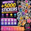 🎉 Mega Pack +5000 Stickers en PNG | Ideales para Diseños, Impresiones y Redes Sociales