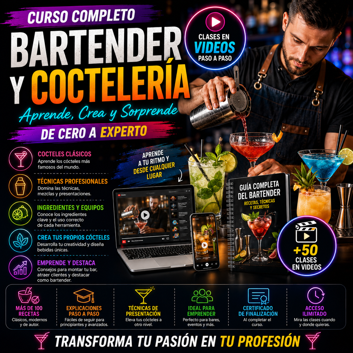 Curso Completo de Bartender y Coctelería – Aprende a Preparar Tragos como un Profesional