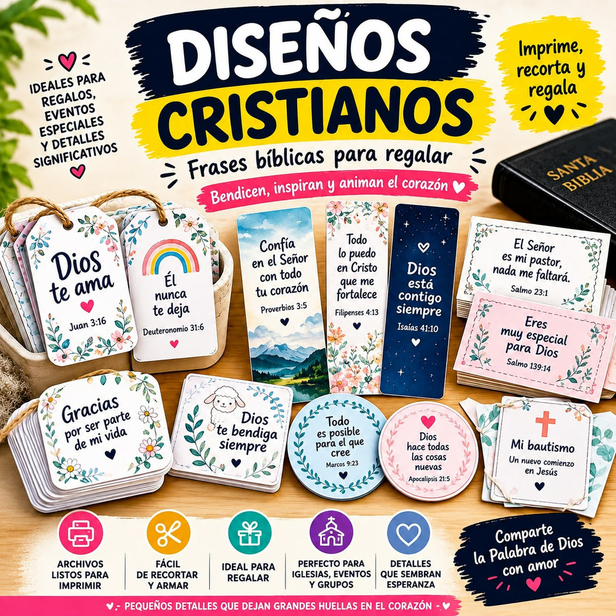 📖 Mega Pack de Diseños Cristianos – +100 Recursos en PDF para Imprimir